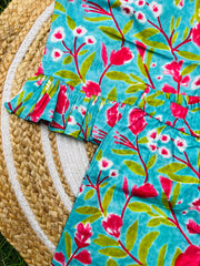 Pink Bloom - Frill top & Shorts Set 4 - 5yrs